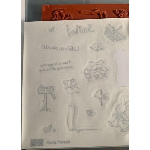 Stampin Up! "Picnic Parade" Rubber Stamp Set of 15 - Picture 3 of 3